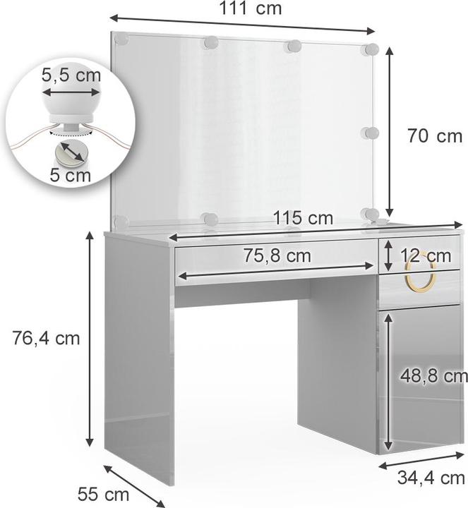 Image du produit Vicco Adela avec éclairage (115 x 55 x 76.5 cm)