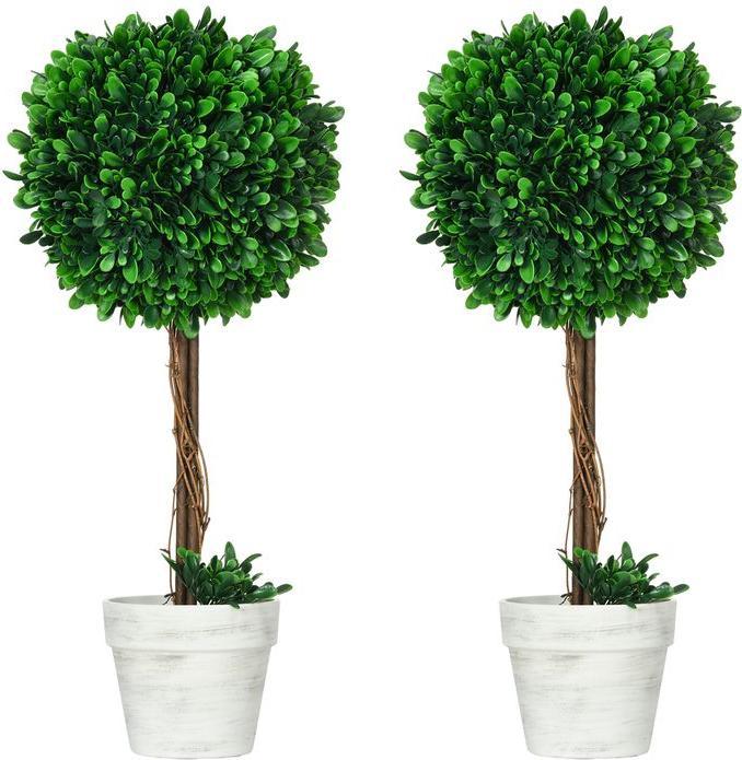 Produktbild Swisshandel24 Künstliche Pflanzen, 2er-Set UV-beständige Kunstpflanze, 60 cm Buchsbäume, Zimmerpflanze im Blumento (60 cm)