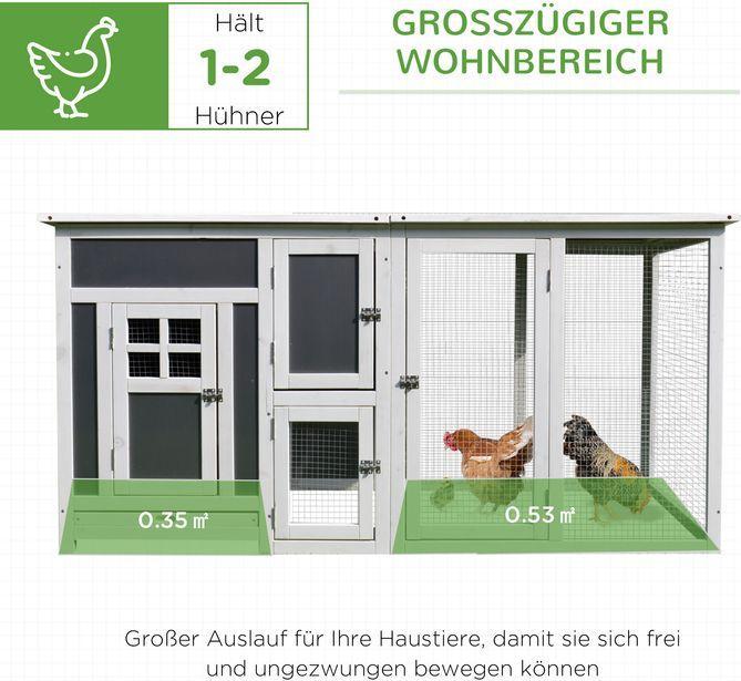 Produktbild Swisshandel24 Hühnerstall Hühnerhaus Geeignet für 1-2 Hühner, mit Nistkasten Eierkiste mit 2 Fächern, Tanne, Grau+