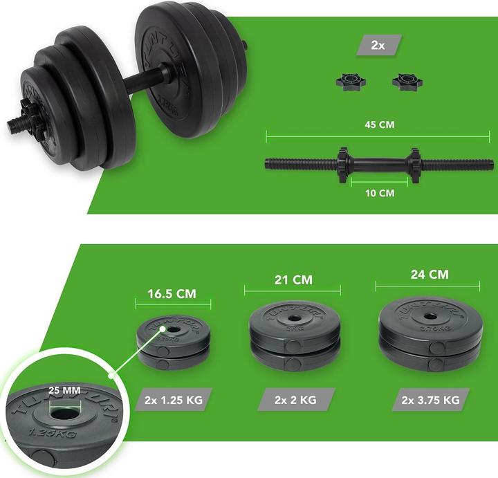 Actual product image Tunturi Vinyl Kurzhantelset (2 x 3.75 kg, 2 x 2 kg, 2 x 1.25 kg)