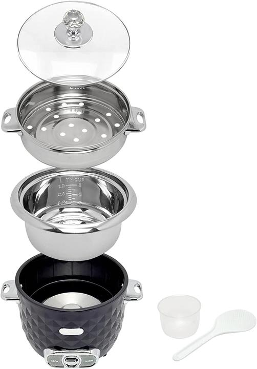 Produktbild TurboTronic By Z-Line Reiskocher mit Dampfgareinsatz aus Edelstahl 1L in Schwarz