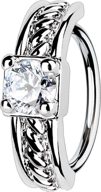 Star Piercing Micro Piercing Ring silber halbkreis mit Kristall (Messing, Chirurgenstahl 316L)