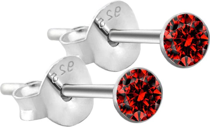 Produktbild Star Piercing Ohrstecker rund aus 925 Sterlingsilber mit Kristall rot (925 Sterlingsilber, ohne Messing)