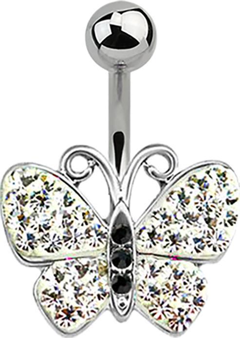 Star Piercing Banane silber Schmetterling multicolor (ohne Messing, Chirurgenstahl 316L)