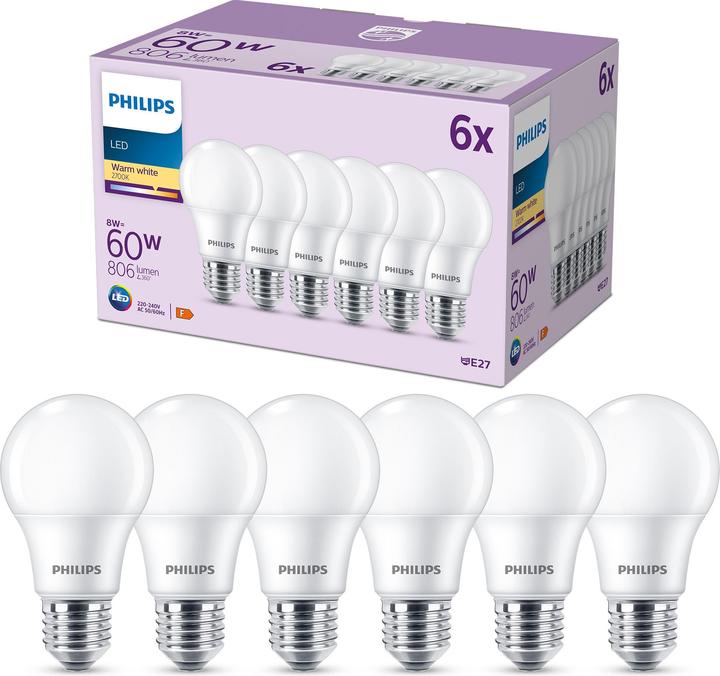 Immagine prodotto Philips Lampadine LED (E27, 8 W, 806 lm, 6 x, F)