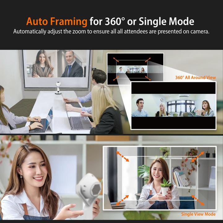Actual product image j5Create JVU368-N Webcam con teconologia AI a 360° con vivavoce (2.10 Mpx)