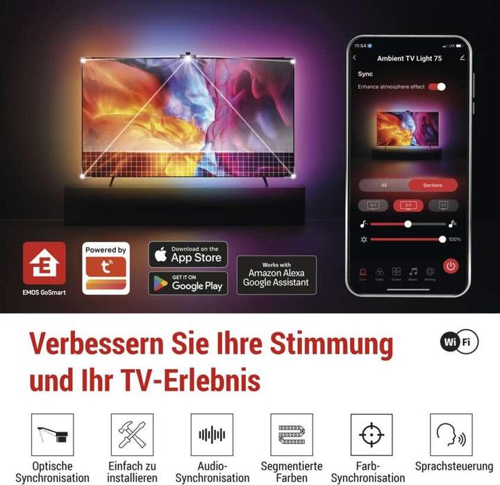 Productafbeelding Emos GoSmart Ambient LED RGB Beleuchtung für TV 75“ (189 cm) (660 lm)