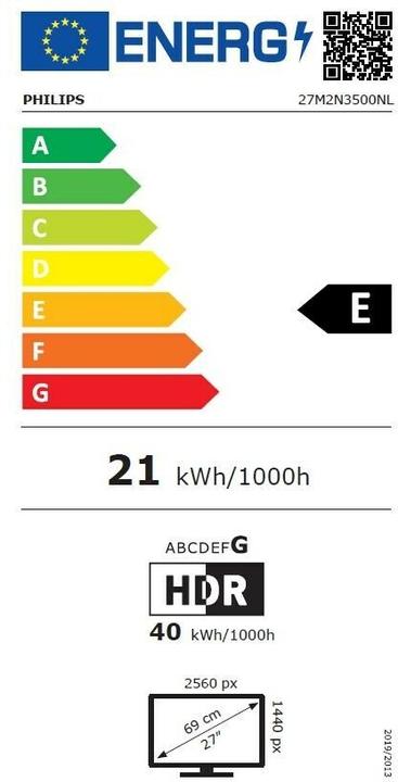 Energie-Label Philips Evnia 27M2N3500NL (2560 x 1440 Pixel, 27")