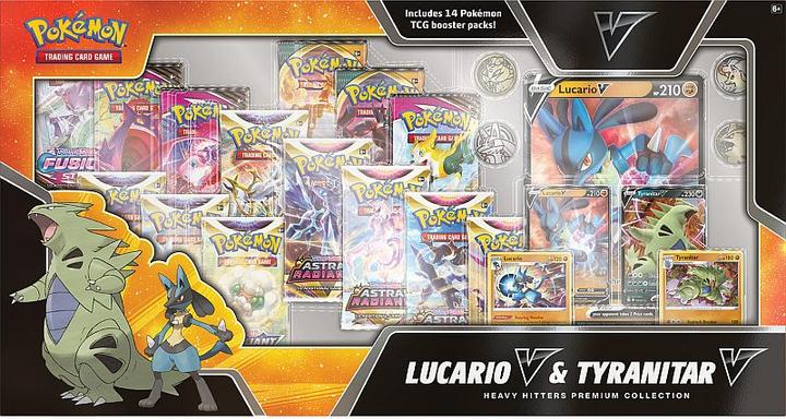 Actual product image Pokémon Lucario V & Tyranitar V Heavy Hitters Premium Collection Box (English, Box Set & Collection)