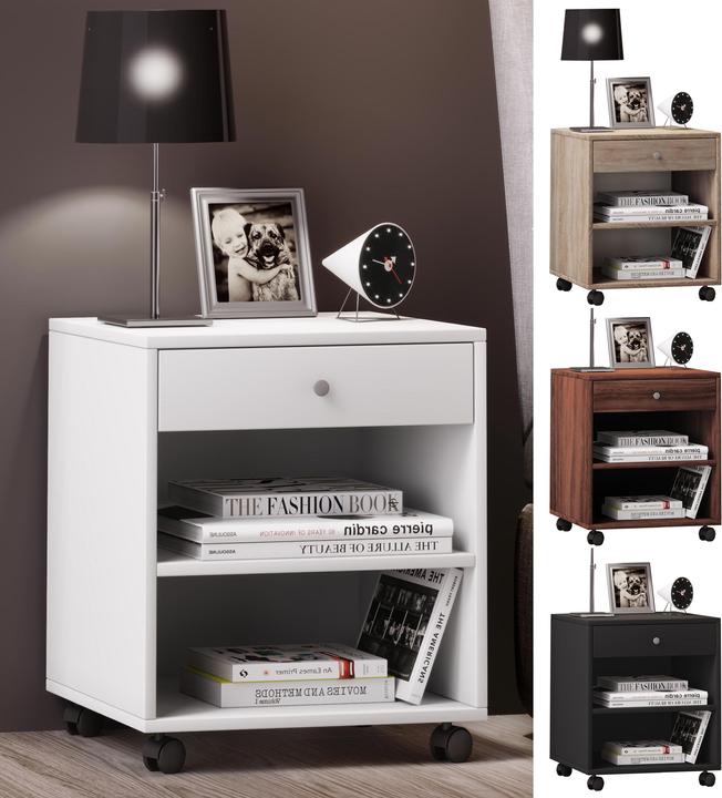 Produktbild VCM Holz Nachttisch Rolda mit Rollen (45 x 38 x 54 cm)