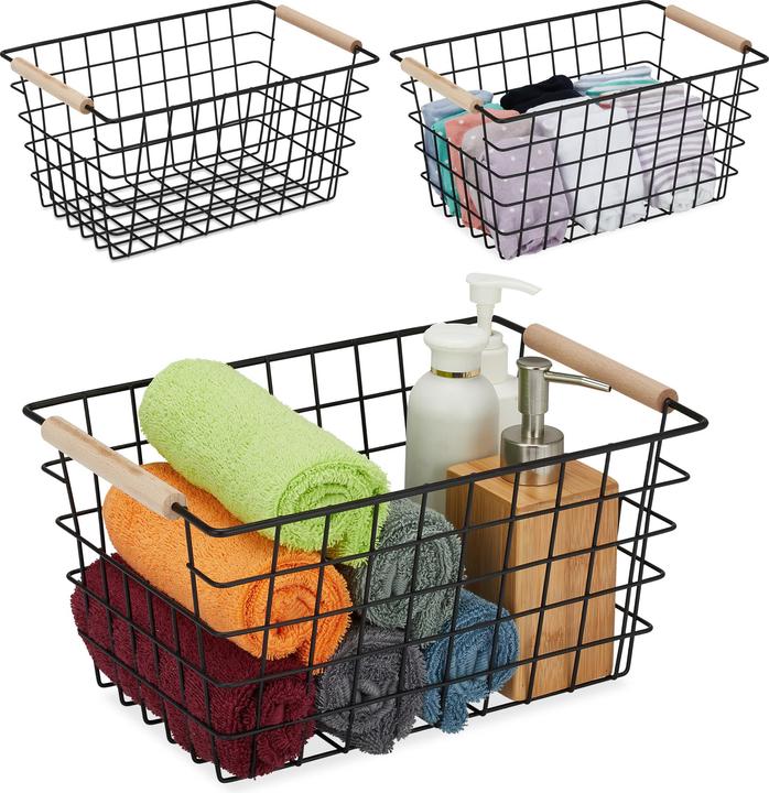 Produktbild Relaxdays 3x Drahtkorb (3 x, 31 x 21 x 16 cm)