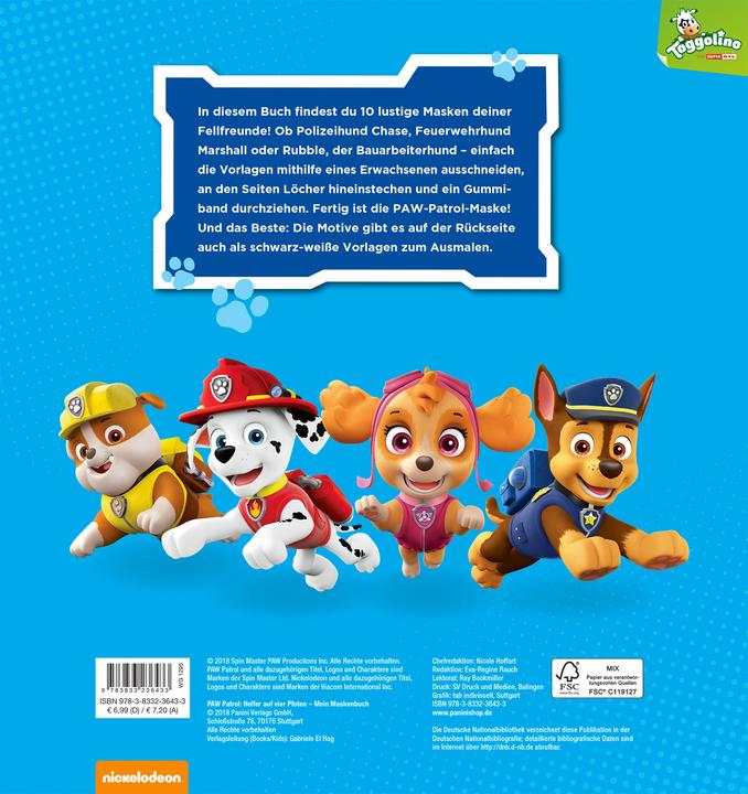 Immagine prodotto Panini PAW Patrol: Mein Maskenbuch (Tedesco, Nicole Hoffart., Eva-Regine Rauch, 2018)