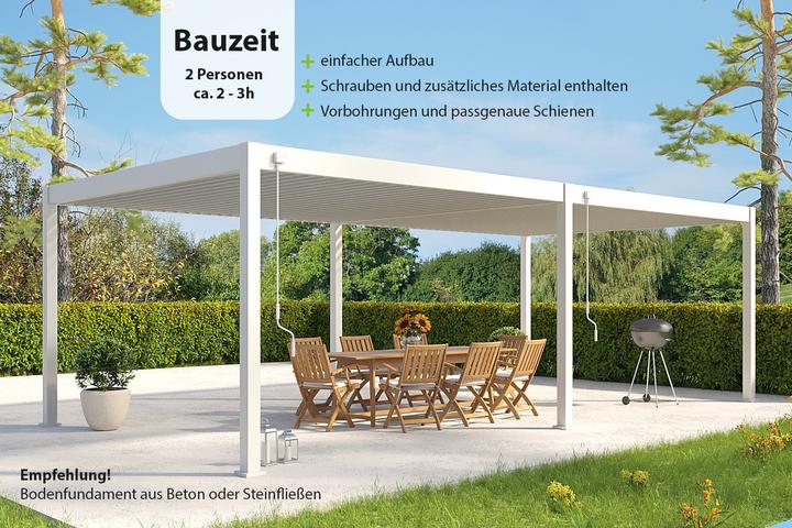 Image du produit Weide Pergola Deluxe Plus 4x8m avec toit à lamelles Blanc (400 cm, 800 cm)