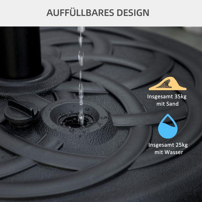 Produktbild Swisshandel24 Sonnenschirmständer bis 35 kg befüllbar rund, Ø38/48 mm, Schwarz