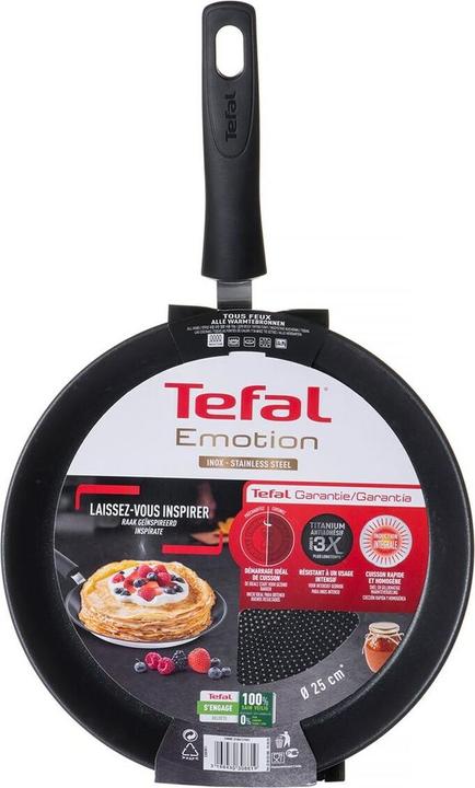 Actual product image Tefal Pancake pan Emotion E30038 (25 cm, Crêpe pan, Aluminium, Stainless steel)