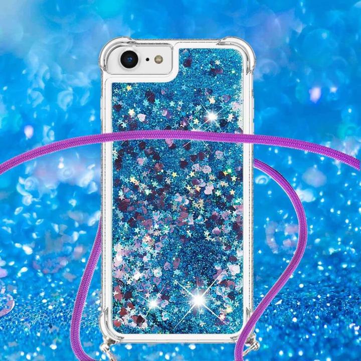 Immagine prodotto Cover-Discount iPhone SE / 8 / 7 - custodia glitterata con cordino blu (Apple iPhone 8, Apple iPhone 7)