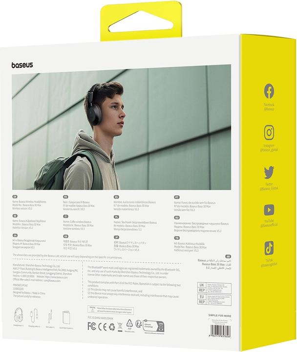 Produktbild Baseus Bass 30 Max Wireless Headphones (black) (50 h, Kabellos)