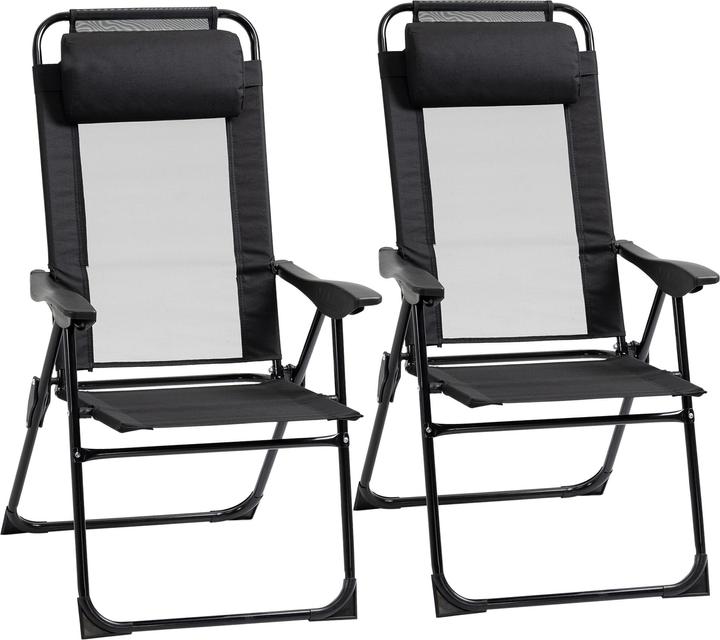 Image du produit Outsunny Kit chaise pliante avec coussin de nuque et dossier réglable