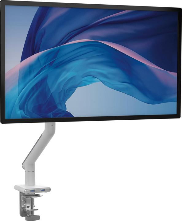 Image du produit CTA Digital Single Monitor White Arm 23 to 35 Dual USB 30 Hub Ports and Desk Arm Clamp (Tables, 32")