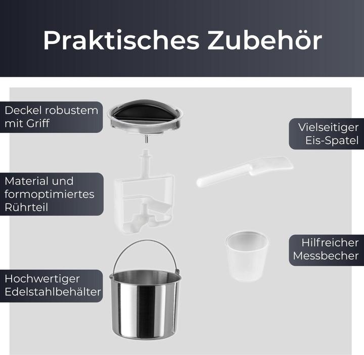 Produktbild KLAMER Eismaschine 1.5L, 120 W Eiscrememaschine aus Edelstahl
