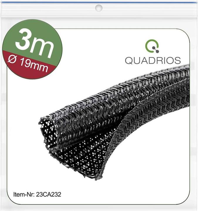 Image du produit Quadrios 23CA232 23CA232 Gaine tressée noire polyester 19 à 20 mm 3 m (Gaines pour câbles, 300 cm)