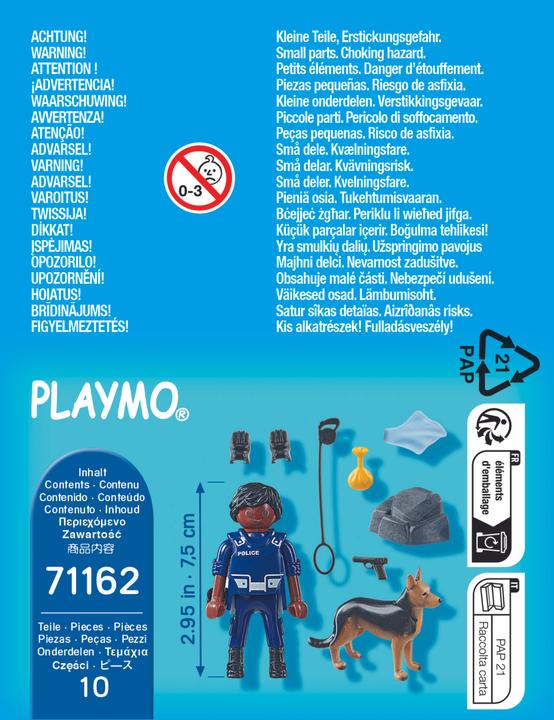Image du produit Playmobil 71162 Policier avec chien renifleur (71162, Playmobil Special Plus)