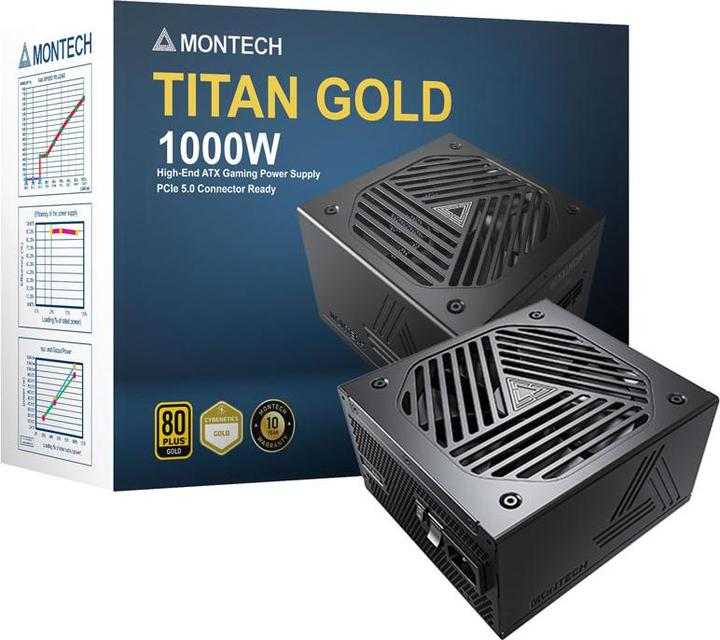 Actual product image Montech Titan 1000W - 80 PLUS & Cybenetics Gold, modular, PCIe 5.0 - 1000 Watt (1000 W)
