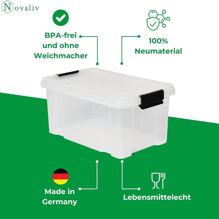 Produktbild Novaliv Aufbewahrungsbox mit Deckel 5L transparente Nestbar stapelbare Plastikbox mit Clipverschluss (5 l)