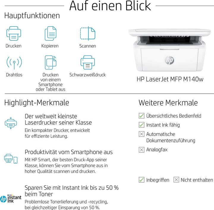 Actual product image HP LaserJet MFP M140w (Laser, Black and white)