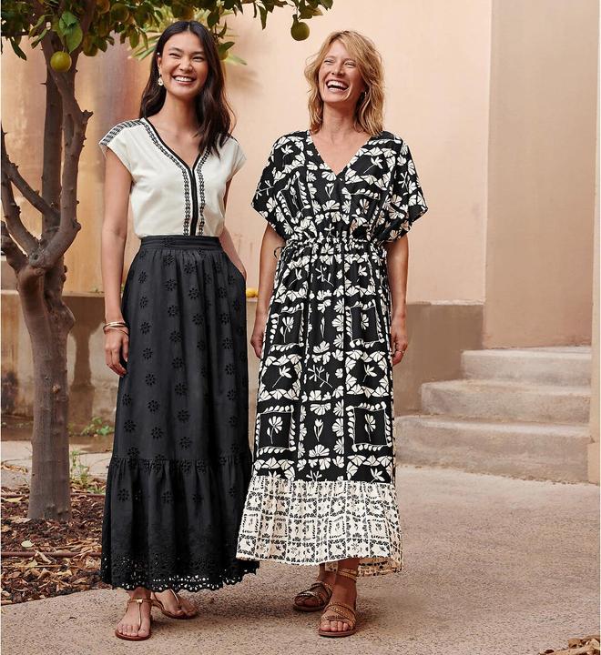 Actual product image Anne Weyburn Flared maxi skirt with eyelet embroidery (38)