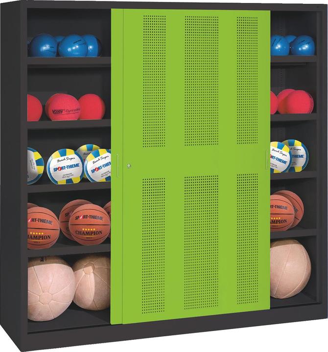Produktbild C+P Ballschrank (HxBxT: 195x160x50 cm, mit Lochblech-Schiebetüren, Typ 4)