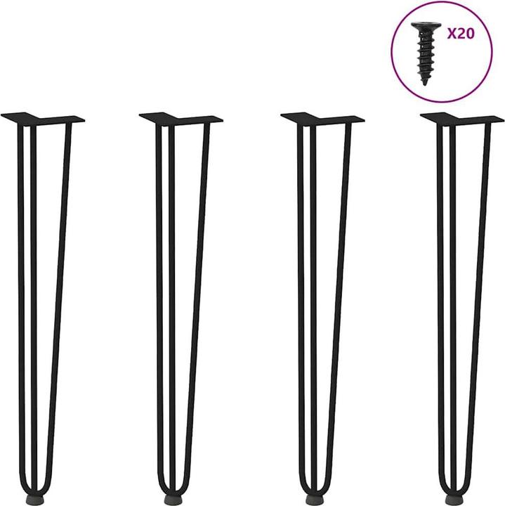 Actual product image VidaXL Hairpin legs 4 pcs. black 72 cm solid steel Hairpin table leg