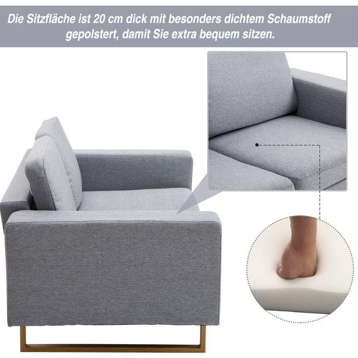 Produktbild Swisshandel24 2-Sitzer Sofa Ecksofa Polstersofa Stoffsofa Sitzmöbel Holz hellgrau (2-Sitzer)