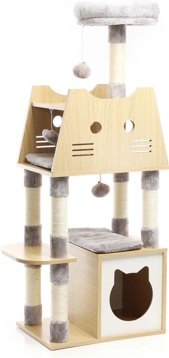 Light wood and grey plush