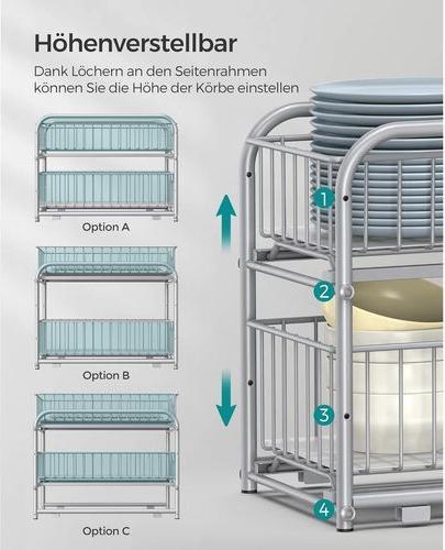 Produktbild Songmics Küchenregal 2 Schubladen