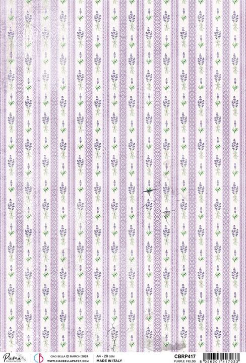 Image du produit Ciao Bella Soie de paille à motif "Morning Provence - Lavendel Streifen", DIN A4 (28 g/m²)