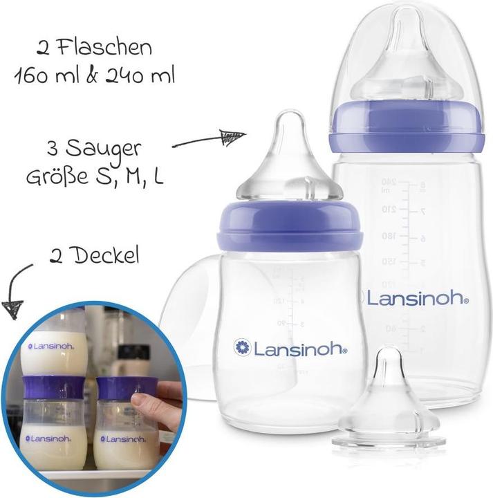Produktbild Lansinoh Babyflaschen Starter-Set mit 2 PP Flaschen (160 ml & 240 (240 ml)