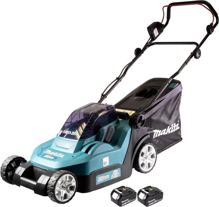 Produktbild Makita DLM 432 M2 Akku Rasenmäher 36 V ( 2x 18 V ) 43 cm Brushless + 2x Akku 4,0 Ah - ohne (Akkubetrieb)