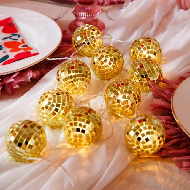 Produktbild TALKING TABLES Lichterkette Luxe Gold Discoballs - 1.6 m