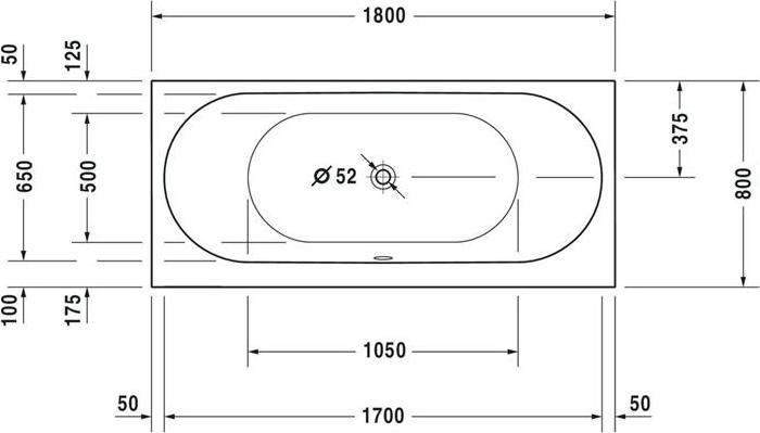 Actual product image Duravit Rectangular bathtub DARLING NEW 1800x800mm, 2 back slopes white (165 l, 180 cm, 80 cm)