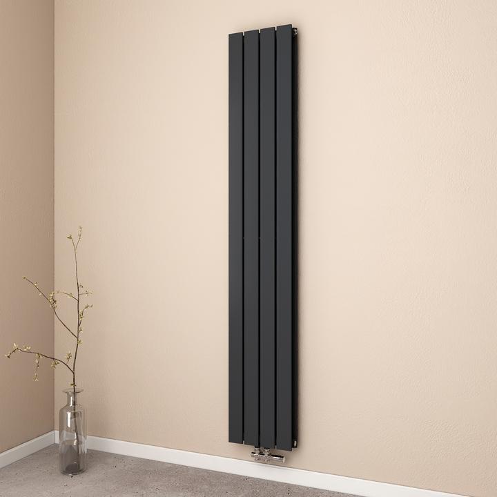Produktbild Emke Heizkörper, Flachheizkörper mit Zentralanschluss, Schwarz 180x30cm 911W Doppellagig (911 W)