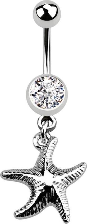 Produktbild Star Piercing Banane silber mit Anhänger Seestern silber (ohne Messing, Chirurgenstahl 316L)