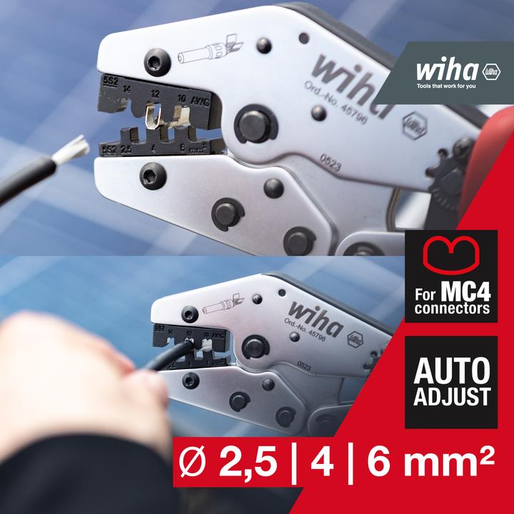 Actual product image Wiha 45796 Crimping pliers 1 piece Photovoltaic connector, solar connector 2.5 to 6mm² (250 mm)