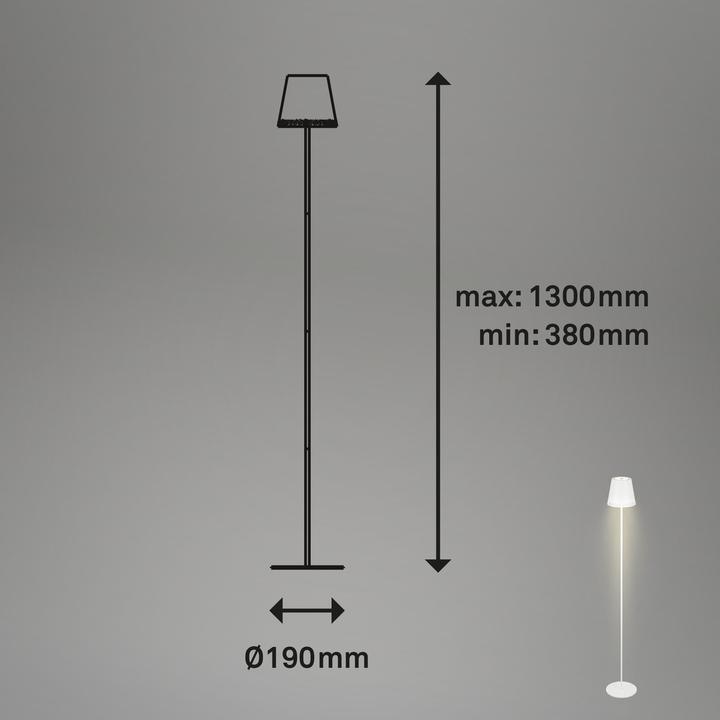 Immagine prodotto Briloner Lampada da terra LED a batteria, bianca, 1xmodulo LED/3.5W (400 lm)