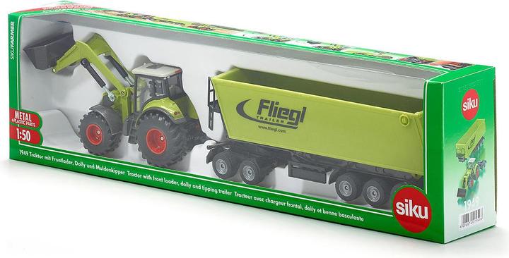 Actual product image Siku Tractor with front loader, dolly and dump body