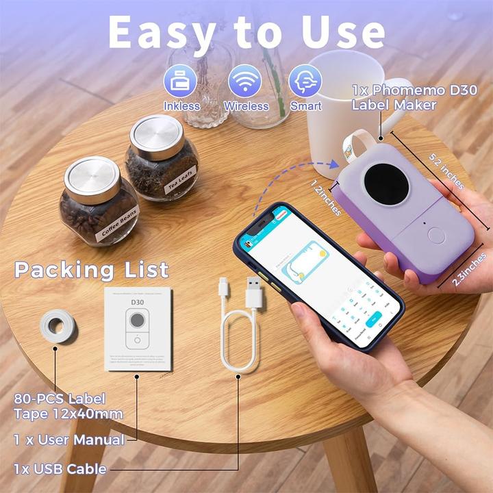 Actual product image Phomemo D30 PUR (203 dpi)
