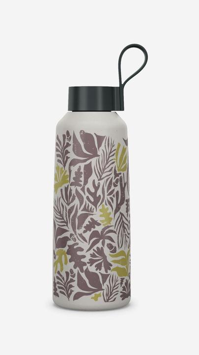 Quechua Gourde 100 inox 1l avec bouchon à vis pour la randonnée - Flower (1 l)
