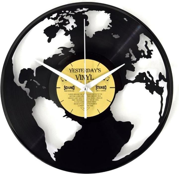 Produktbild Wanduhr Weltkarte Ø 30 cm, Gold/Schwarz (30 cm)