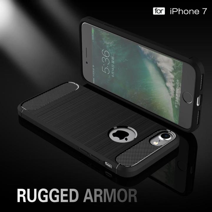 Produktbild König Design Apple iPhone 7 Plus TPU Case Carbon Fiber Optik Brushed Motiv Schutz Hülle Grau (Apple iPhone 7 Plus)