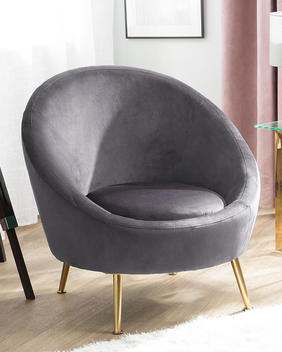 Actual product image Beliani LANGA chair in grey velvet